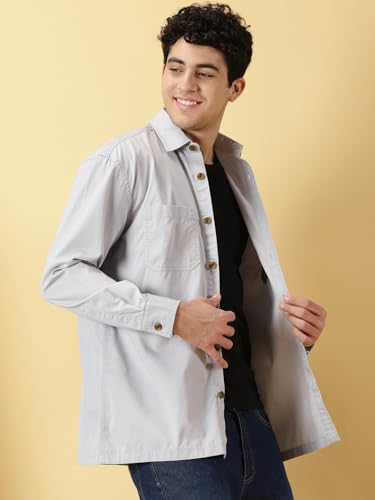 Image of Thomas Scott Men's | Solid | Full Sleeve | Oversized Fit | Cotton Blend | Spread Collar | Casual Shirt