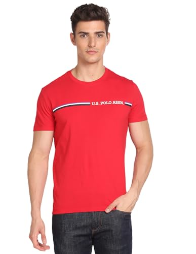 Image of U.S. Polo ASSN. Knitted Cotton T-Shirts for Men - 100% Cotton, Breathable & Comfortable, Half Sleeves Mens Casual T Shirts