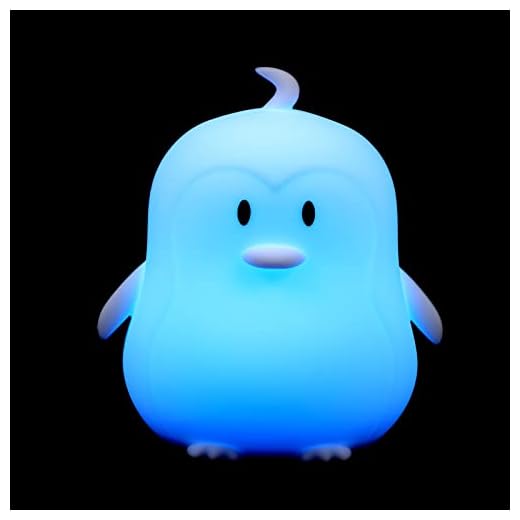 Housoutil 1 Juego Pingüino Luces De Colores Lámpara De Pingüino Brillante Luz Con Forma De Pinguino Dormir Luz De Noche Condujo 7 Colores Niño Luz Para Leer Gel De Sílice Blanco Dirigió