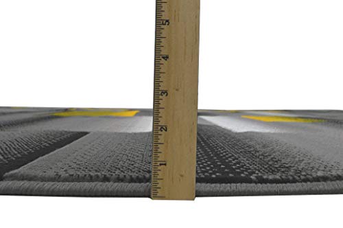 Handcraft Rugs Abstract Geometric Modern Squares Pattern Yellow/Orange/Silver/Grey Area Rug (8 X10, Yellow) #TOP2