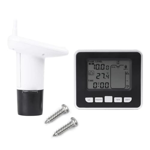 LDHJBNAC Ultrasonic Level Meter LCD Digital Display Level Sensor 0-15m Water Tank Level Meter Monitor Liquid Depth Detector with Temperature Display