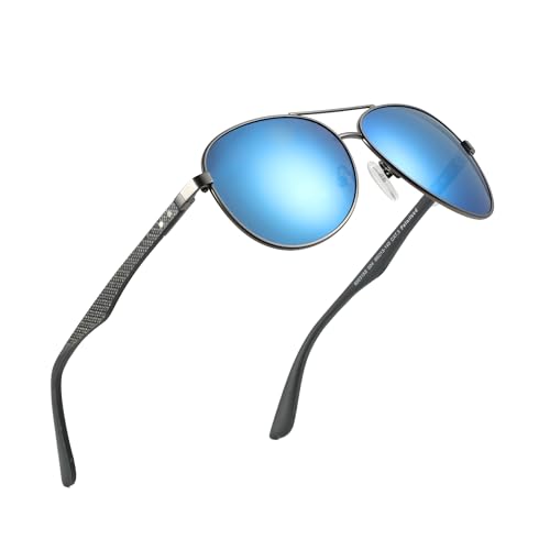Image of ZENOTTIC Polarized Aviator Sunglasses for Men Carbon Fiber Temple Pilot Sun Glasses with Mirrored Lens UV Protection