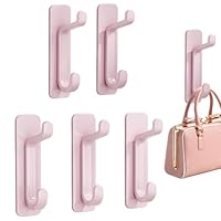 QLHNGUZ 5 PCS Small Adhesive Hooks for Hanging Coat Hook On Door Self Adhesive Hangers Wall Mounted for Towel Coat Hat Key (Pink)
