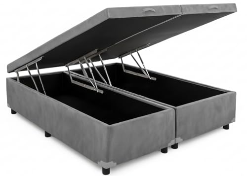 Cama Box Baú Casal Bipartido 69, Blindado, com Pistão a Gás, Pés ...