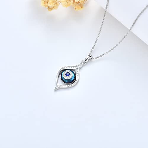 Evil Eye Necklace Sterling Silver Blue/Purple/White/Multi Eyes Pendant Necklace Luck Amulet Ojo Turco Jewelry Gift for Women Girls Daughter Mother4