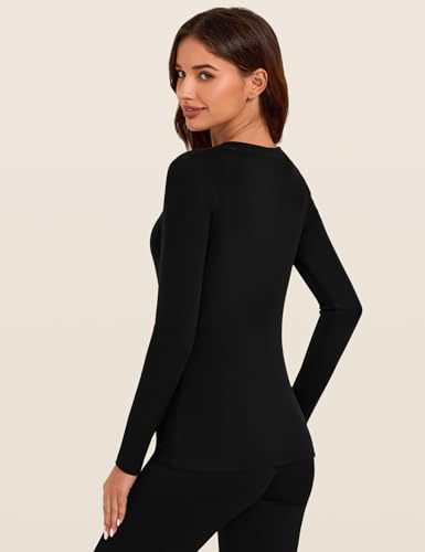 Tournesol Women's Thermal Tops Long Sleeve Fleece Lined Underwear Tops Crew Neck Undershirt Ultra Soft Baselayer for Winter3