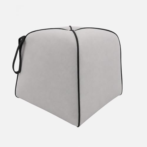 Image of CASASTYLE Signature Velure Suri Accent Pouf | Boston Fabric | 40D High-Density Foam | (Light Grey) | Footrest, Vanity Ottoman & Accent Seat for Home, Office & Hotel