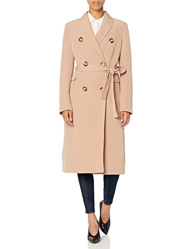 Calvin Klein Womens Breasted Belted Double Weave Trench, HAZ, M