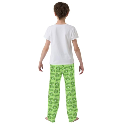 ZZXXB Lovely Frog Pattern Boys Long Pants Soft Trousers Elastic Waist Kids Lounge Bottoms with Pockets S-XL3