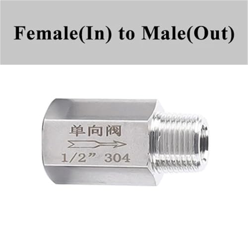 Válvula de retención 1/4 hexagonal en acero inoxidable 304 PT hembra macho 3