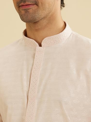 Image of Manyavar Men's Viscose Blend Digital Leaf Print Kurta Set (2pcs)