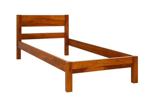 Image of KR Furniture Solid Sheesham Wood Single Bed | Wooden Cot Bed with Headboard | Strong & Durable Single Bed for Bedroom, Hostel, PG & Guest Room | Fits 72 x 36 Inch Mattress | Natural Finish