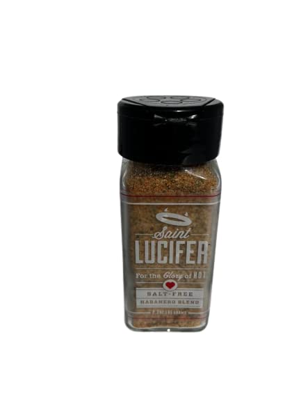 Saint Lucifer Spice Co. Salt-Free Habanero Blend, 2.3 ounce glass bottle, Made In The USA, Gluten Free, Sugar Free, Vegan, Vegetarian
