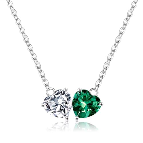 Iefil Gifts for Wife - April Birthstone CZ & Simulated Emerald Necklace