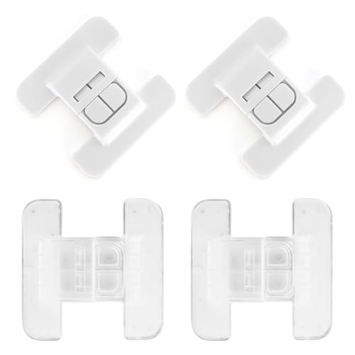 Xrkuu Fridge Locks for Children, 4Pcs Fridge Lock Fridge Door Lock with Adhesive Backing, Child Safety Refrigerator Lock for Single Door Fridge and Drinking Fountain (White & Transparent)