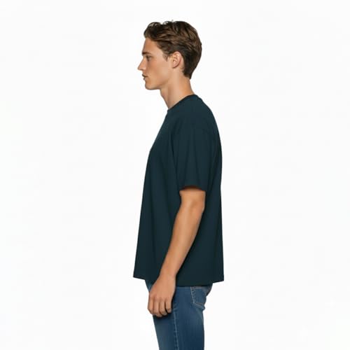 Image of Van Heusen Men's Premium Cotton Oversized Drop Shoulder Brand Logo T-Shirt