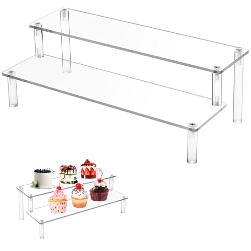TUKNN Soporte De Exhibición De Acrílico Transparente, Expositor Metacrilato, Expositor Maquillaje Transparente Soporte Cupcakes, para Cosméticos, Pop Figuras, Cupcake, Postre (2 Niveles)