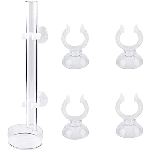 Huayue Aquarium Class Fish Tube, 220mm Shrimp Feeding Dish Acrylic Shrimp Feeder Tube with Fish Feeding Bowl and 6 PCS Suction Cups For Aquarium Fish Tank Supply Cover