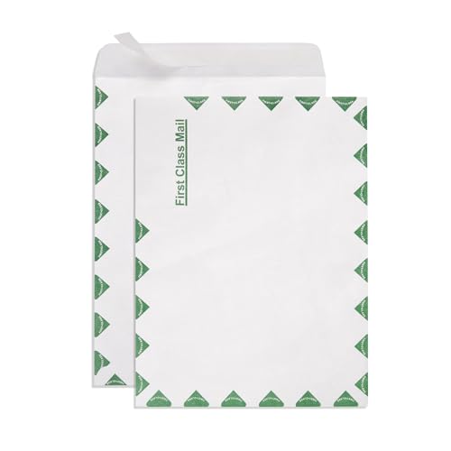 100 9x12 First Class Mail Tyvek Envelopes, Self Seal 9x12 Catalog Mailer, Ultra Strong 14lb Tear Resistant Material for Secure Mailing, Strong Peel and Seal Flap, 100 Envelopes
