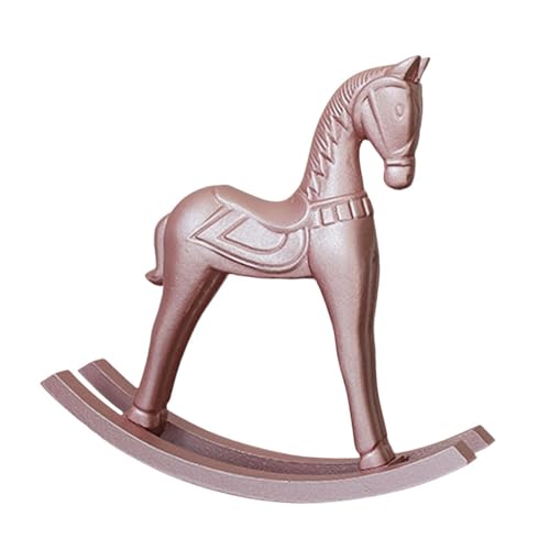 Statue Cheval à Bascule en Bois Rose pour Rompre la Monotonie Déco de Table Salon
