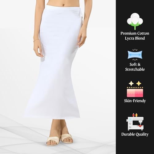 Image of TRASA Womens Saree Shapewear Petticoat, Cotton Lycra Petticoat, Skirts for Women, Shape Wear Dress for Saree