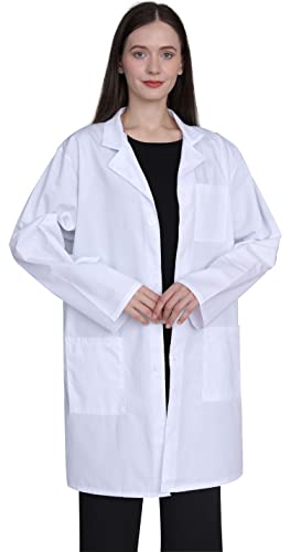 Professional Lab Coat for Women, Full Sleeve Cotton Blend Long Medical Coat,White, Unisex - Image 4