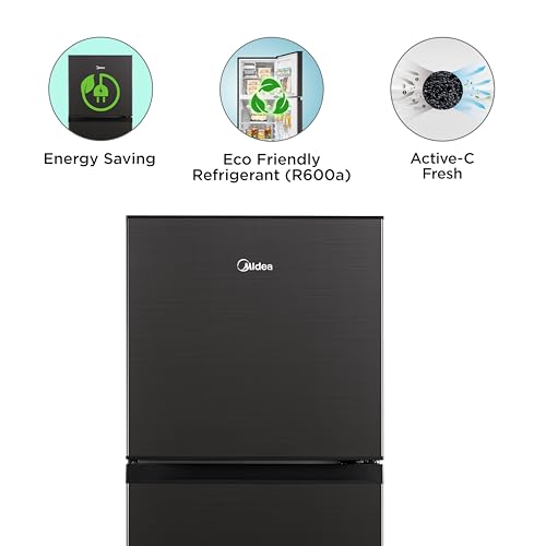 Image of Midea 233 L, 3 Star, Frost Free Convertible 9 in 1 Double Door Refrigerator with real Inverter compressor and Deo Fresh Technology (MDRT359FGI28, Jazz Black)