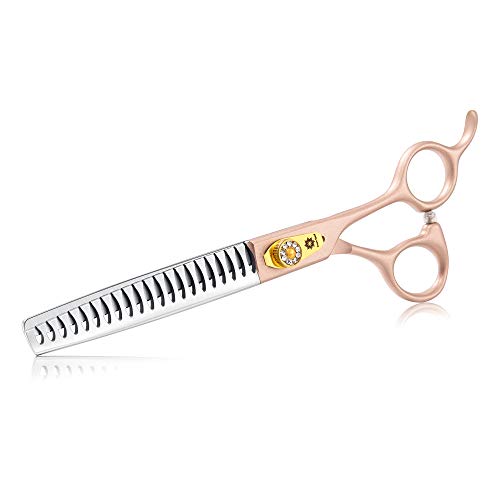 Dream Reach Fellschere Hundeschere 7 Inch professionelles Tierpflege Set aus 440C japanischer Edelstahl gerade&Gebogene&ausdünnen Schere(25%-35% Ausdünnungsrate) Set (7-Zoll-Fellschere Set 02)