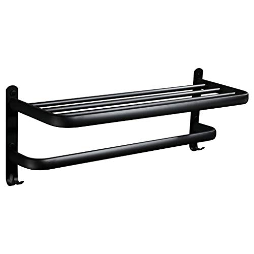 Preisvergleich Produktbild JNYZQ Edelstahl-Handtuchhalter schwarz Multifunktions-Handtuchhalter Bad europäischen Stil Badezimmer Lagerregal Hardware-Anhänger (Farbe : SCHWARZ)