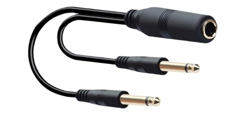 Cable adaptador de convertidor de música macho a doble de 6,35 mm hembra de 6,35 mm