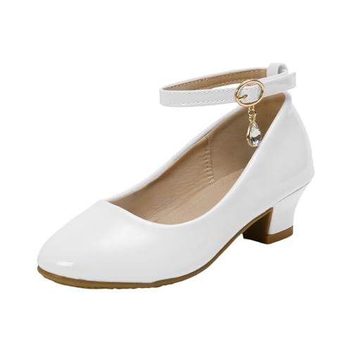 IWIHMIV Toddler Dress Up Shoes Non Slip Low Heels Leather Princess Mary Jane Shoes for Girls Wedding Party School