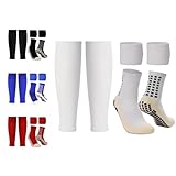 The Grip Sock Soccer Grip Socks with Leg Sleeves | Anti-Slip Performance Socks for Men & Women | Includes Shin Guard Straps for Secure Fit – White