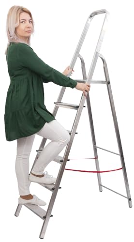STREND PRO Aluleiter 6 Stufen | max. 125kg | Haushaltsleiter für...