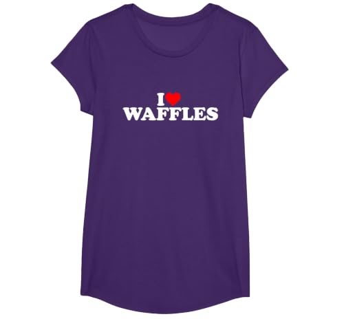 I Love Waffles, I Heart Waffles T-Shirt, Girls, Purple, X-Small