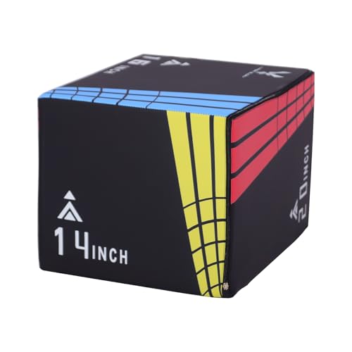 3 in 1 Plyometric Jump Box with High Density Foam | Fitness Plyo Box Jumps Height Adjustable 14/16/20 Inch for Agility Workout Home Gym Training, Conditioning Strength Training, 440lb Weight Capacity