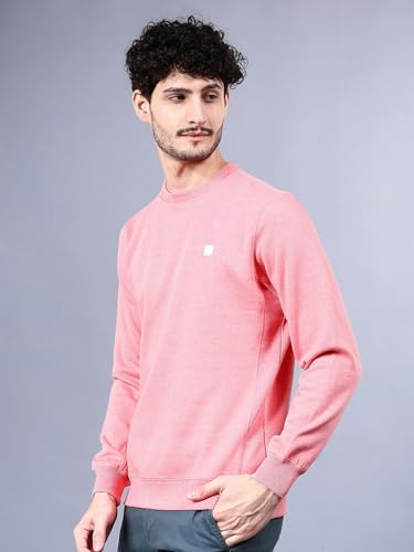 Image of The Indian Garage Co Pink Regular Fit Self Design Overhead Crewneck Sweatshirt