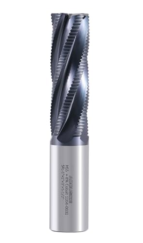 Image of Accusize Industrial Tools 1'' Fine Tooth M42 8% Cobalt Tialn Roughing End Mill, 1'' Shk Dia, 3'' Flute Length, 5-1 /2'' Oal, 5 Flute, 1104-0031 | Fine Tooth, M42 8% Cobalt, TiAlN Coated, 5-1 /2 inch OAL, Single End, Center Cutting