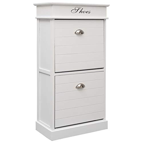 Snsowed Mueble Zapatero, Mueble Zapatero, Zapateros Grandes, Mueble Auxiliar, Muebles De Armario, Armario Auxiliar, de Madera de Paulownia Blanco 50x28x98 cm