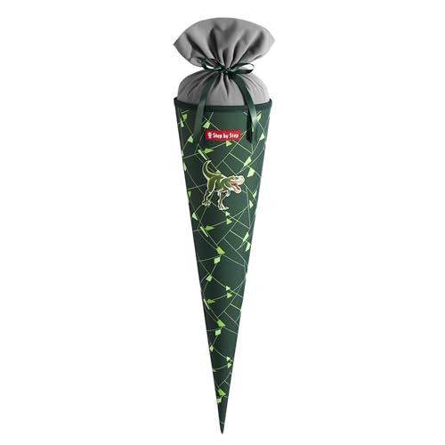 Step by Step Schultüte Dino Night Tyro grün passend zum Schulranzen aus recycelten PET-Flaschen Verschluss aus Stoff 5 l Füllvolumen 70 cm Höhe