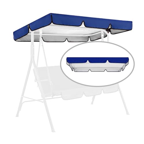 Swing Canopy Replacement for Outdoor Patio Swing Chair 2/3 Seater Waterproof Porch Swing Seat Canopy Cover Garden Hammock Top Cover for Seat Furniture Canopy only (Navy Blue 65x455.9 Inch)