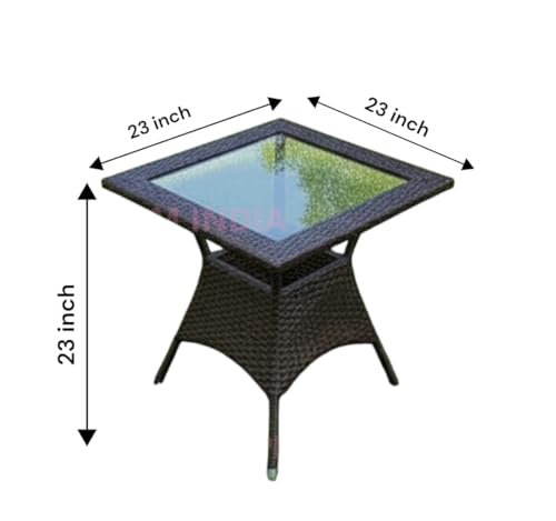Image of India Outdoor Indoor Patio Set Bistro Set Wicker Chair Patio Set for Living Room Dining Room Lawn Balcony Outdoor Garden Chair Set with Glass Table