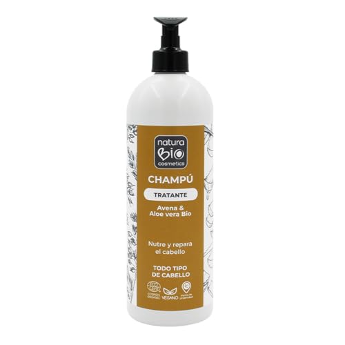NaturaBIO Cosmetics - Champú Orgánico Nutritivo y Reparador con Aloe y Avena BIO, Sin Sulfatos, Sin Parabenos, 740 ml