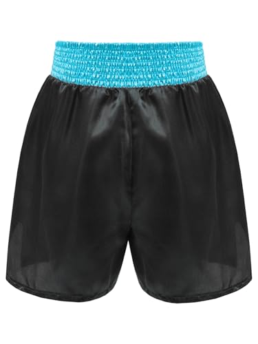 Hansber Kid's Boys Satin Muay Thai Shorts Shiny Letter Printed Boxer Shorts for Kickboxing Fighting2