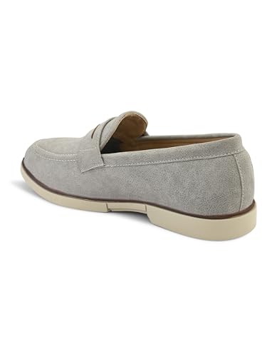 Image of STANPHORD Men Suede Formal Loafer Shoes | Round Toe Slip-On Moccasins | PU Leather Cushioned Anti-Slip | Office Party Business Casual Wear (TPSG 7086)