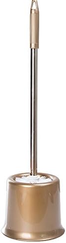 Candyqueen 1Pcs Toilet Brush and Round Holder Set Bathroom Cleaning Tool Home Toilet Brush Holder (Gold)