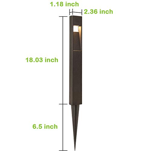 hykolity Low Voltage Landscape Pathway Light, 2W 48LM Matte Black Integrated LED Outdoor Walkway Light for Yard Lawn, Die-Cast Aluminum Construction, 4-Pack, ETL Listed, 15-Year Lifespan