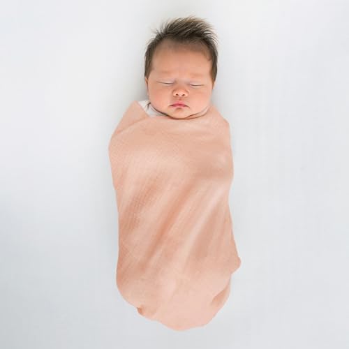 Image of SwaddleDesigns Cotton Muslin Swaddle Blanket, Receiving Blanket for Baby Girls, Best Registry Gift, 46x46 inches, Pink and Gold Shimmer Stripes