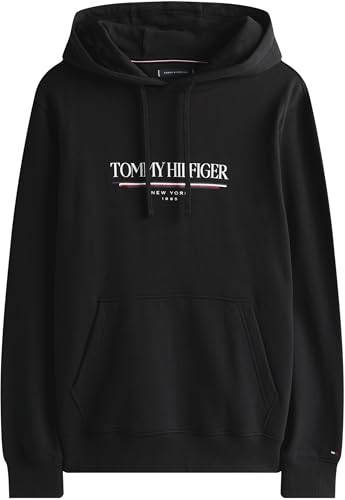 Tommy Hilfiger Herren Hoodie Brand Love aus Baumwolle, Schwarz (Black), XS – Ansicht 5