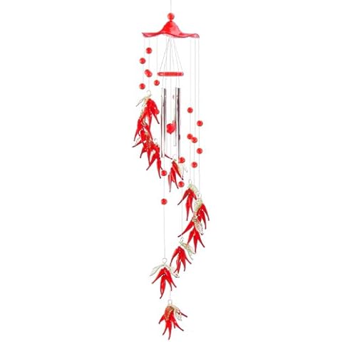 Spoontiques Chili Pepper Acrylic Wind Chime for Indoor and Outdoor Use Cover