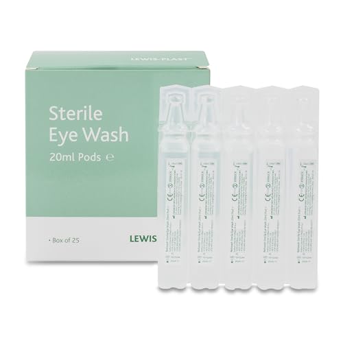 Lewis-Plast Premium 20 ml Kochsalzlösung Augenspülkapseln Box mit 25 Enthält Natriumchlorid 0 9 % W/V Sterile ungiftige 20 ml Kapseln für leichte Augenreizungen